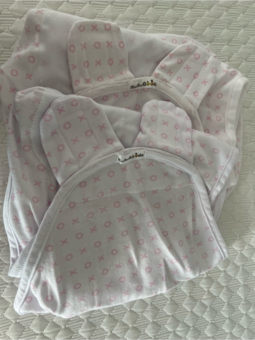 Pink XO Velcro swaddle Baby One-Piece